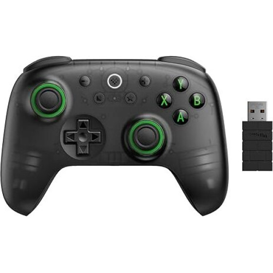 8BItdo Ultimate 2C Wireless Controller ��� Windows/Android (2.4Ghz/Bluetooth/Hall Effect ������/������ Rumble) Transparent Black - (05022)