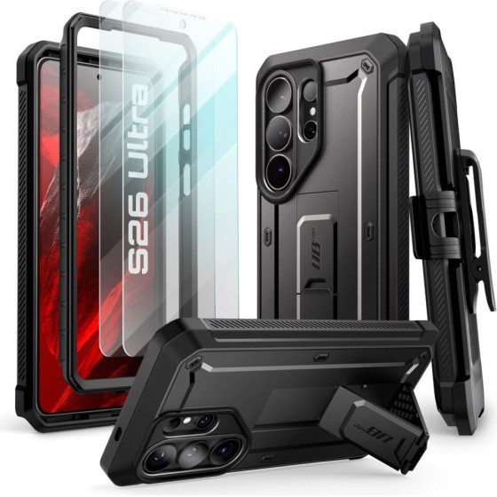 Supcase Unicorn Beetle Pro & Tempered Glass 2-Pack Galaxy S26 Ultra BLACK