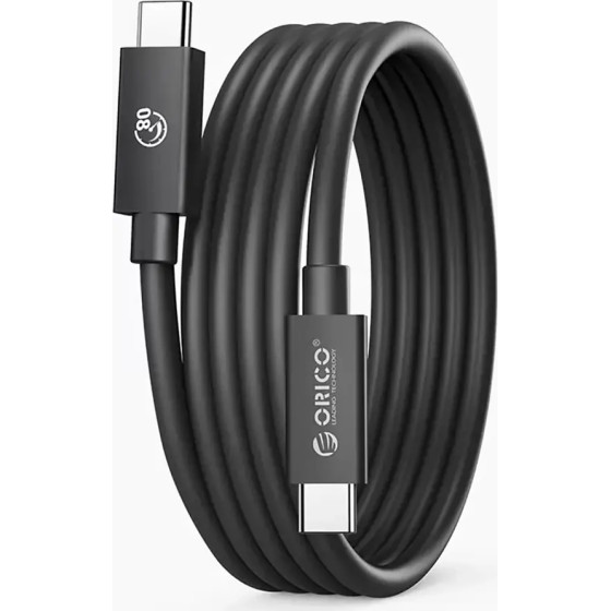 Orico USB4 Thunderbolt5 Cable 80GBps 240W USB-C To USB-C 2m - Black -TBZ5-20-BK-Bp - (ORICO-TBZ5-20-BK-BP)