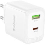 Borofone ��������� �������� Gan �� 1xUSB-C PD45W ��� 1xUSB-A Qc PD18W ������ - (BN30 Cargador)