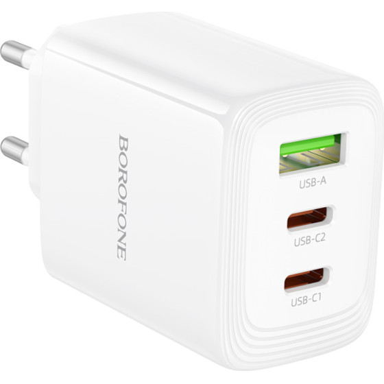 Borofone ��������� �������� Gan �� 1xUSB-C PD65W ��� 1xUSB-A Qc PD18W ������ - (BN32 Cargador)