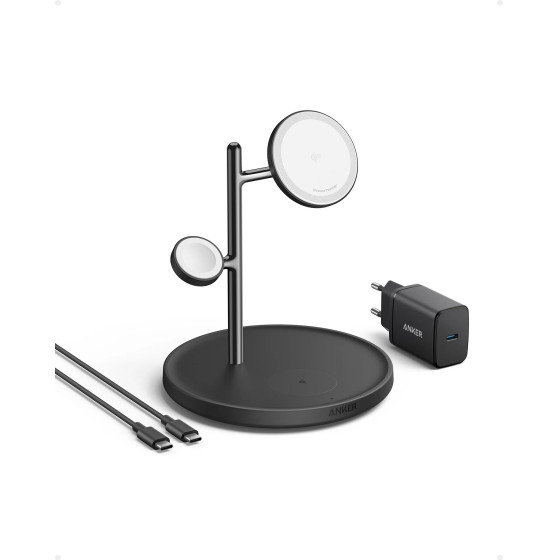Anker Maggo 3 In 1 Wireless Charging Stand Black 15W - (B25M3312)