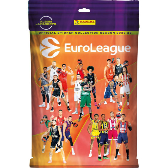 Panini Euroleague 2026: Sticker Starter Pack (1 Album And 4 Packs Of 5 Stickers)