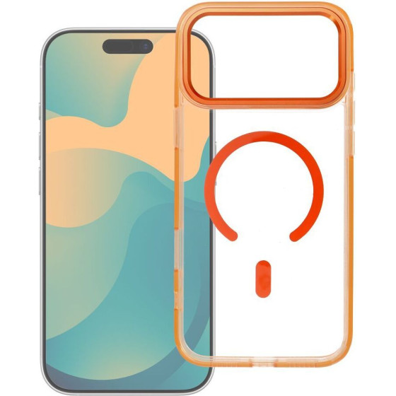 Case Frame Clear Hybrid Mag Cover Compatible With Magsafe For Iphone 17 Pro Max Hermes Orange OEM
