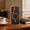 Case Frame Clear Hybrid Mag Cover Compatible With Magsafe For Redmi A5 Hermes Orange OEM