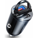 Ainope - Car Charger - USB, Type-C, PD30W, With Pull Ring, Aluminum Alloy, 12V/24V - Black - (YA0222080015)