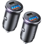 Lisen - (2 pack) Car Charger - Fast Charging, USB, Type-C, Cigarette Lighter Adapter, PD36W, QC18W - Black - (YL0223080038)
