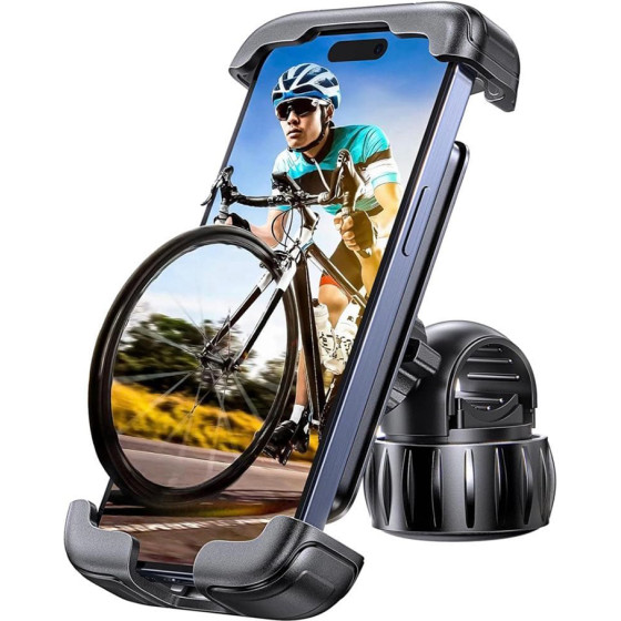 Lisen - Bike Phone Holder - Magnetic Grip, Anti-Shake, Shockproof, Rubber Pads, 360� Rotation, 4-7'' - Black - (YL0423080007)