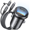 Lisen - Car Charger - USB, Type-C, With 3in1 Type-C/Lightning To Type-C Cable, 12V/24V - Black - (YL0223080035)