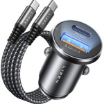 Lisen - Car Charger - USB, Type-C, With Type-C Armor Cable, 12V=24V - Black / Navy Blue - (YL0223080047)