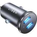 Lisen - Car Charger - With Dual Type-C, 2x 45W, 12V/24V, Aluminum Alloy - Black - (YL0223080007)