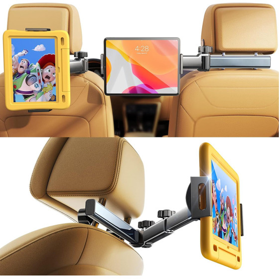 Lisen - Car Holder - For Headrest, 360� Rotation, Adjustable, For Phone, Tablet Up To 12.9'' - Black - (YL0423090004)