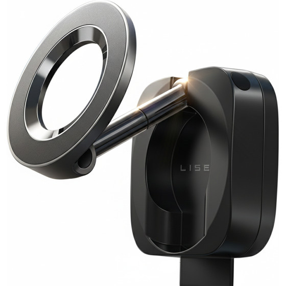 Lisen - Car Holder - Magnetic For Dashboard, Desk, 360� Rotation, Foldable, Table Clip, Secure Fit - Black - (YL0224110001)