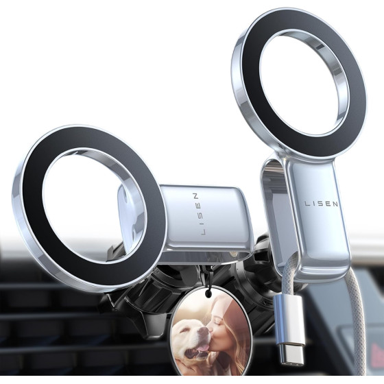 Lisen - Car Holder - Magnetic Grip, For Air Vent, Foldable, 360� Adjustable, Secure Fit - Black - (YL0224050012)
