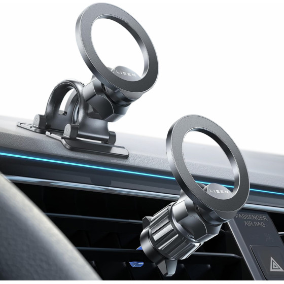 Lisen - Car Holder - MagSafe, For Air Vent, Dashboard, Universal, Multi-Angle Adjustment, Secure Fit - Black - (YL0223110033)