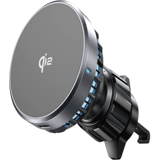 Lisen - Car Holder With Wireless Charging W701 - For Air Vent, With USB, USB-C Car Charger, Cable, 15W - Black - (YL0224060042)