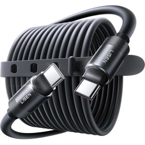 Lisen - Data Cable L115 - Type-C To Type-C, Fast Charging, 100W, 480Mbps, Aluminum Alloy, Silicone, 3m - Black - (YL0125040001)