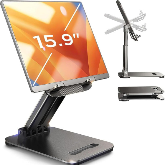 Lisen - Desk Holder - For 15.9'' Tablets, Ajustable, Stable, Iron, 17.5 x 12.3 x 3.4cm - Black - (YL0424080007)