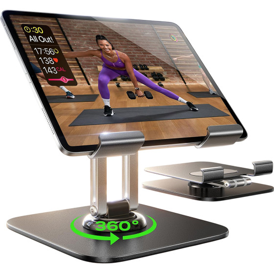 Lisen - Desk Holder Q18 (YL0423120002) - For Tablets, Foldable, Adjustable, 360� Rotation, Stable, 4.7'' - 12.9'' - Black - (Q18;YL0423120002)