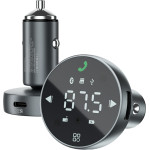 Proove - Car Charger with FM Modulator - with Touch Screen, USB, Type-C, U-Disk, TF, Bluetooth 5.0, 30W - Grey - (FMSS30110003)