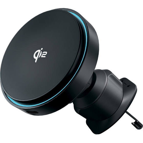 Proove - Car Holder with Wireless Charging Light Circle - for Air Vent, Magnetic Grip, Qi2 15W - Metallic Grey - (WHLC15010002)