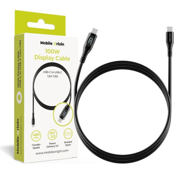 Mobile Origin 100W Display Cable USB-C to USB-C 1,5m CB2 - (MO-100WDC-CB2)
