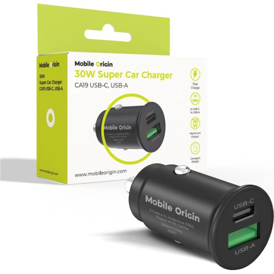 Mobile Origin 30W Super Car Charger CA19 - USB-C, USB-A - (MO-30WSCCH-CA19)