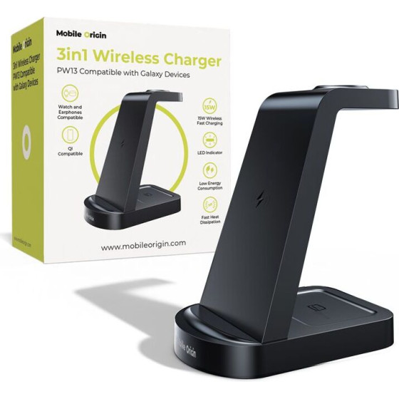 Mobile Origin 3in1 Wireless Charger PW13 Samsung Compatible - (MO-31WCH-PW13)