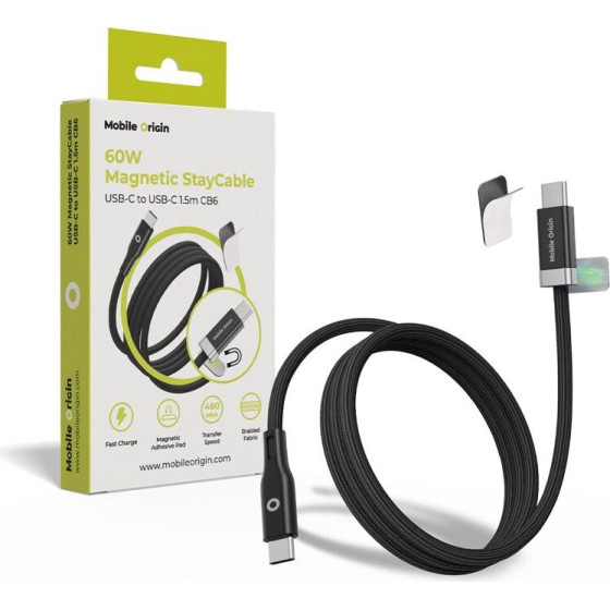 Mobile Origin 60W Magnetic StayCable USB-C to USB-C 1,5m CB6 - (MO-60WMS-CB6)