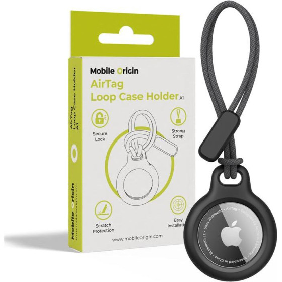 Mobile Origin Airtag Loop Case Holder A1, black - (MO-ALCH-BLK-A1)