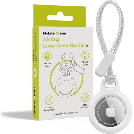 Mobile Origin Airtag Loop Case Holder A1, white - (MO-ALCH-WHT-A1)