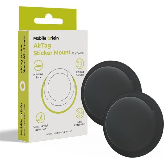 Mobile Origin Airtag Sticker Mount A2 - 2 pack, black - (MO-ATS-BLK)