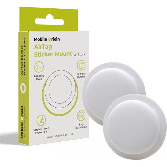 Mobile Origin Airtag Sticker Mount A2 - 2 pack, white - (MO-ATS-WHT)