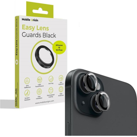 Mobile Origin Easy Lens guards, black - iPhone 15 / 15 Plus - (FRL-LSG-i15-BLK)