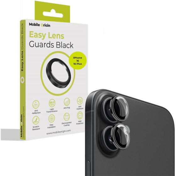 Mobile Origin Easy Lens guards, black - iPhone 16 / 16 Plus - (FRL-LSG-i16-BLK)