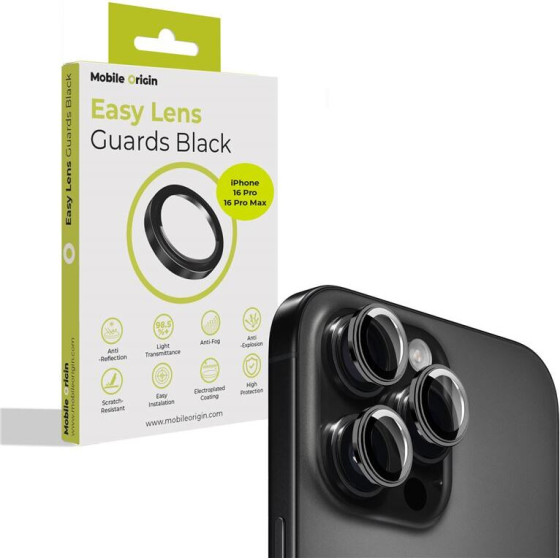 Mobile Origin Easy Lens guards, black - iPhone 16 Pro / 16 Pro Max - (FRL-LSG-i16Pro-BLK)