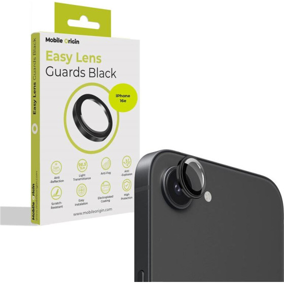 Mobile Origin Easy Lens guards, black - iPhone 16e - (FRL-LSG-i16e-BLK)