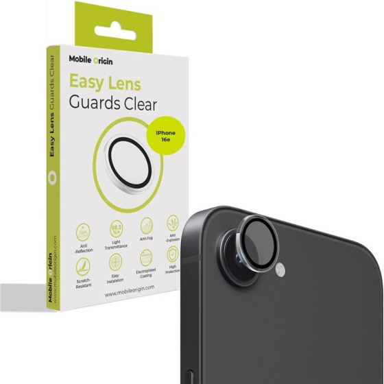 Mobile Origin Easy Lens guards, clear- iPhone 16e - (FRL-LSG-i16e-CLR)