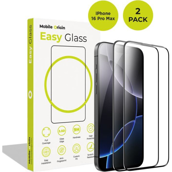 Mobile Origin EasyGlass iPhone 16 Pro Max, 2 pack - (FRL-EG-i16ProMax-2pk)