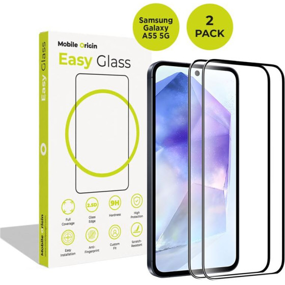 Mobile Origin EasyGlass Samsung Galaxy A55 5G, 2 pack - (FRL-EG-A555G-2pk)