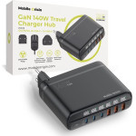 Mobile Origin GaN 140W Travel Charger Hub PW12 EU/UK/US, 3x USB-C + 3x USB-A - (MO-CH140-PW12)