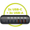 Mobile Origin GaN 140W Travel Charger Hub PW12 EU/UK/US, 3x USB-C + 3x USB-A - (MO-CH140-PW12)