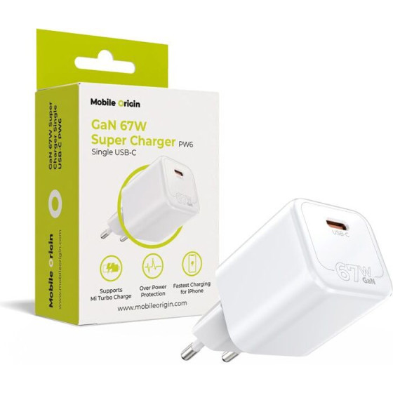 Mobile Origin GaN 67W Super Charger Single USB-C PW6 - (MO-67W-PW6)