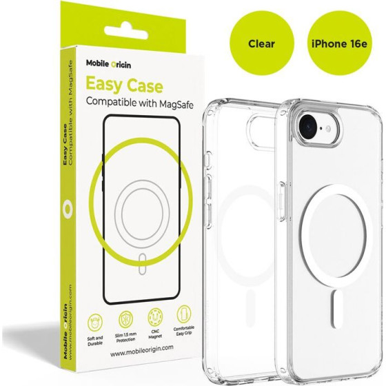 Mobile Origin Hybrid MagSafe Case, clear - iPhone 16e - (MO-HYCL-IP16E)