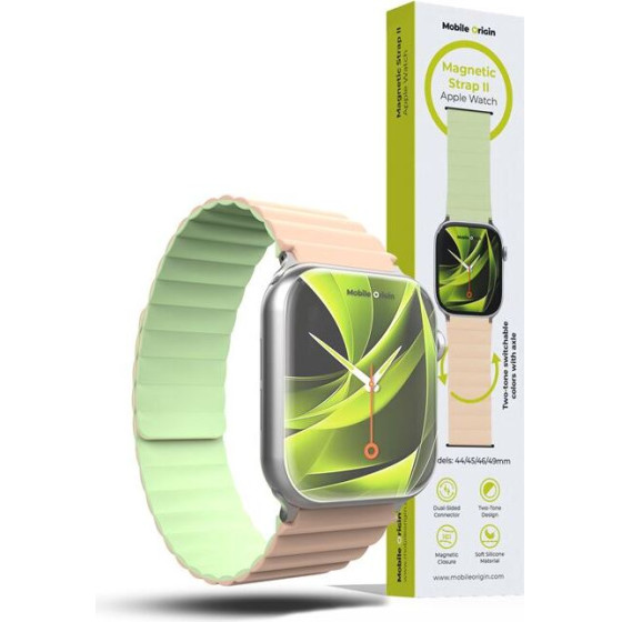 Mobile Origin Magnetic Watch Strap II, pink/light green - Apple Watch 49mm/46mm/45mm/44mm - (AWMS-02-PNK-LGRN)