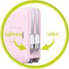 Mobile Origin PowerBank & Travel Charger, Lightning/USB-C Cable, MagSafe/AW/iPhone Compatible, pink - (PBT-03L-PNK)