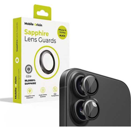Mobile Origin Sapphire Lens guards, black - iPhone 16/16 Plus - (SALG-i16-BLK)