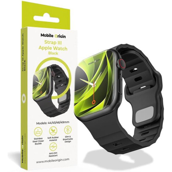 Mobile Origin Strap III, black - Apple Watch 49mm/46mm/45mm/44mm - (AWMS-03-BLK)