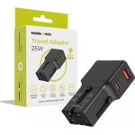 Mobile Origin Travel adapter 25W, EU/US/UK/AU, black - (TAD25-2P-BLK)