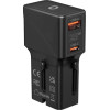 Mobile Origin Travel adapter 25W, EU/US/UK/AU, black - (TAD25-2P-BLK)